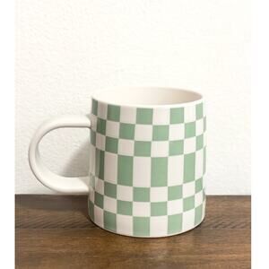 NWT: Room Essentials - Mint Green Checkerboard Stoneware Coffee Mug (16 oz)